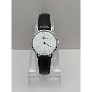 Ole Mathiesen Copenhagen Swiss Made Quartz Dress Watch Black Leather New Battery